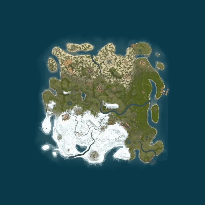 Map of RUST MEXICO NORTEÑO [MAP:VANILLA 4300 — 7 ISLAS, 3 ICE LAKES