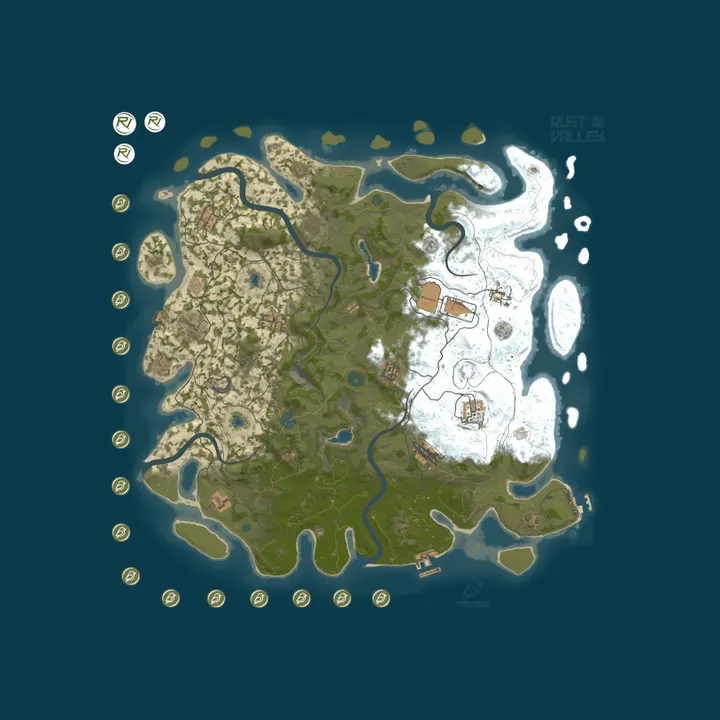 Map of [BR/LATAM] RustValley 10x #2 PVE+ |Armas Lendarias| Raidable Ba