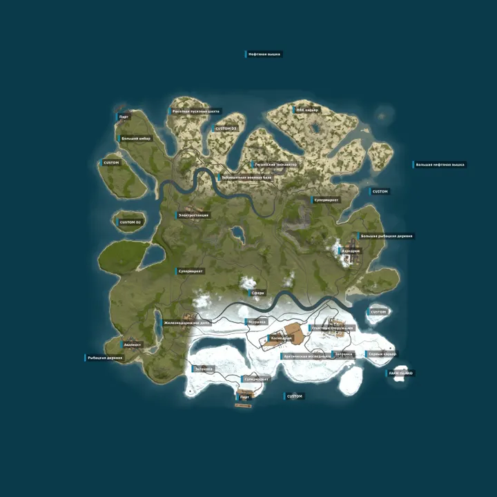 Map of MRAZ RUST [ X5/X10 | NOLIMIT | LOOT+ | KITS ] 09.10