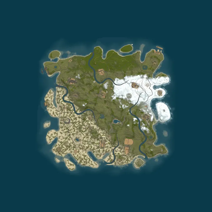 Map of UltimateRust.com - Sunrise | Duo | x2 | Procedural | 08.10