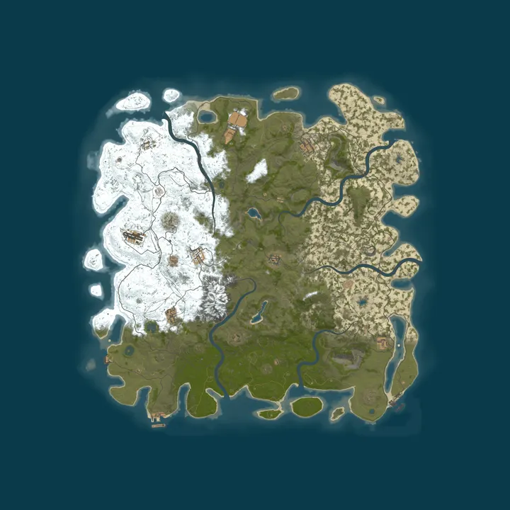 Map of Sofa King CHILL Rust 2X PVE Paradise - No Decay, Raidable Bases