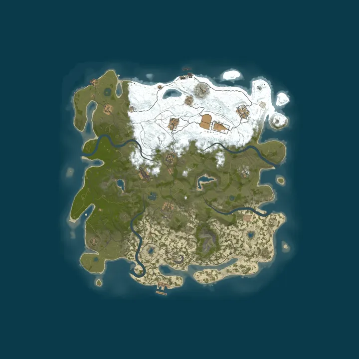 Map of RustPVEUK PVE|Friendly|Zombies|LowUpkeep