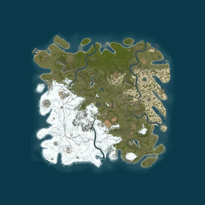 Map of Rusty Gaming PvE 100x Heavily Modded|HostileNPCs|LinkingPerks